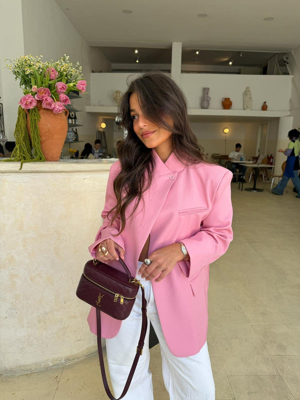 Blazer assimétrico cor-de-rosa