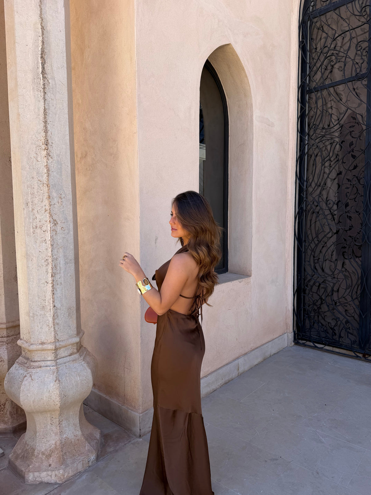 Vestido Denia castanho