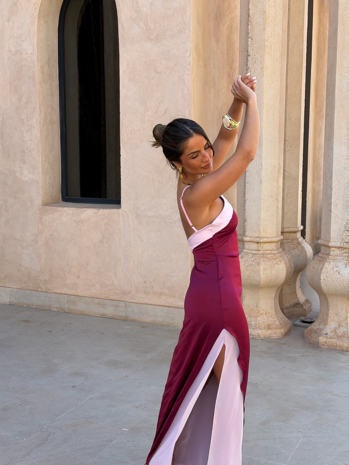 Vestido Macarena bordô