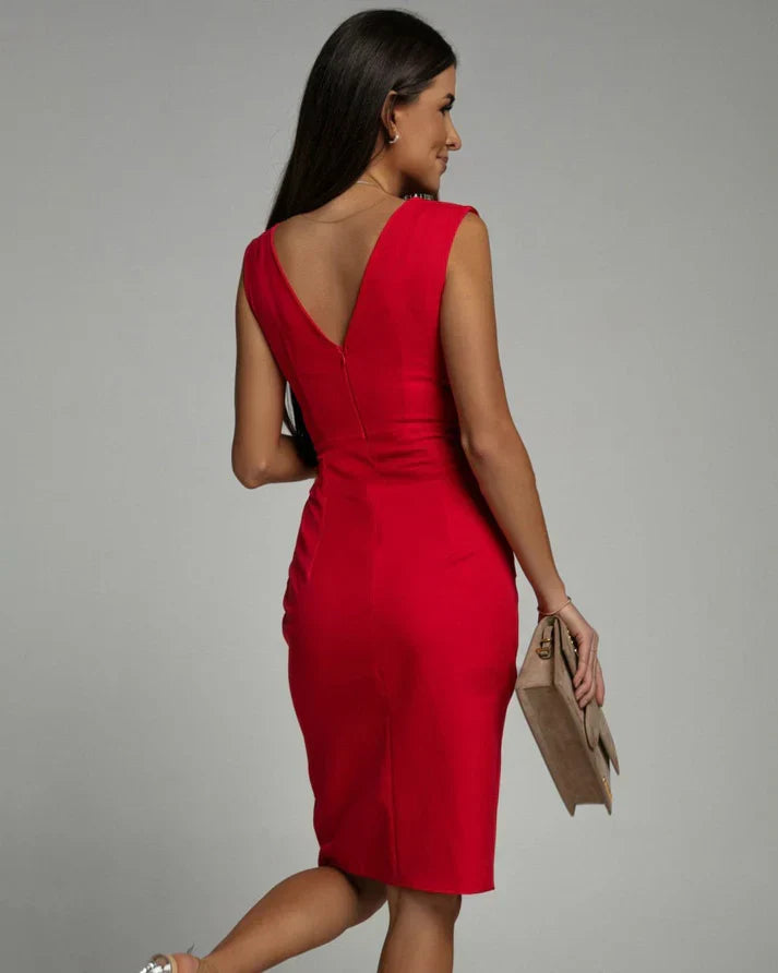 Vestido Sophie justo com decote em V