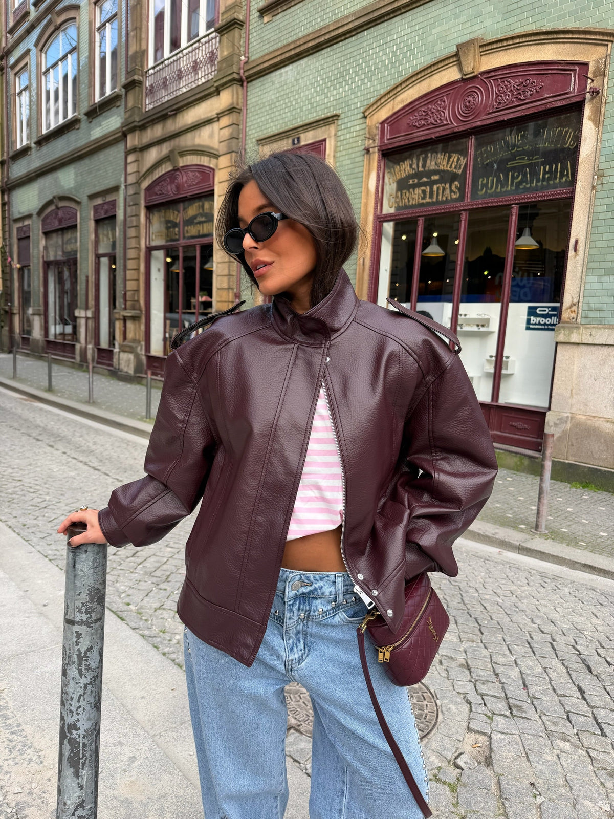 Jaqueta estruturada oversize bordô