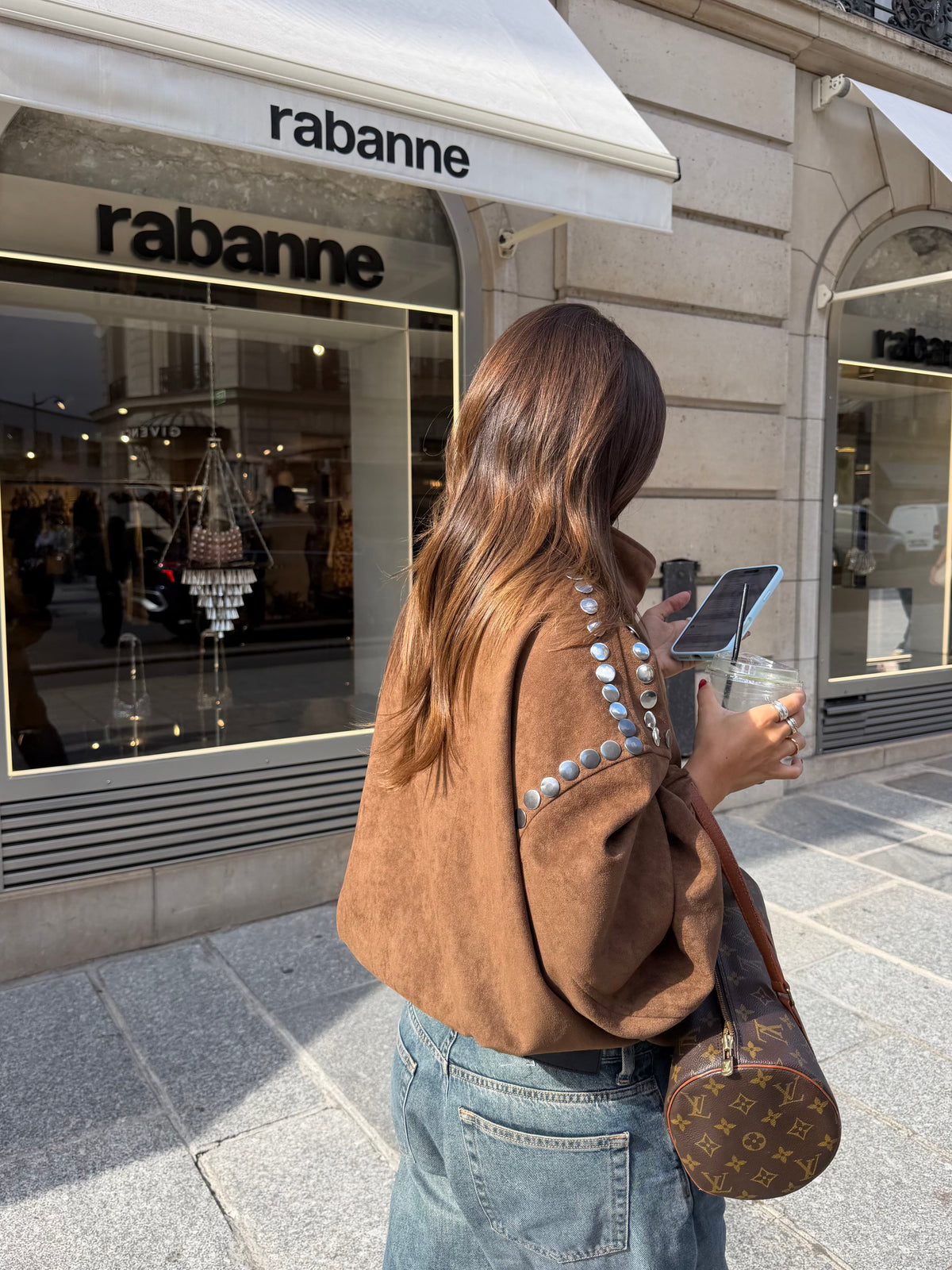 Jaqueta bomber Sasha com tachas