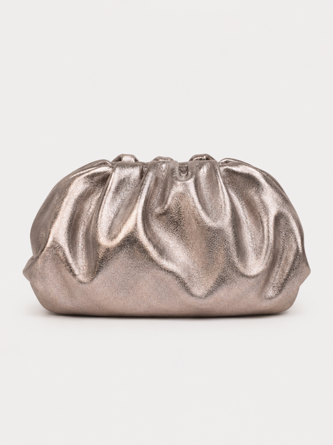 Clutch em pele, modelo «bombonera», cor bronze