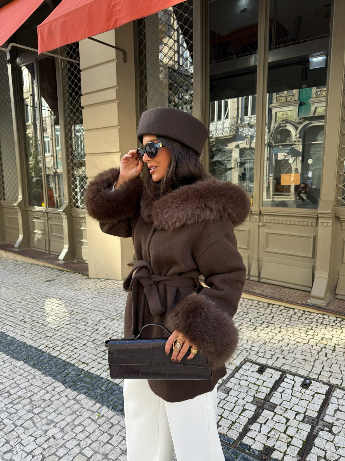 Casaco de pelo Turim em castanho