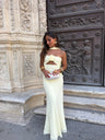 Vestido Zaira amarelo pastel com flores