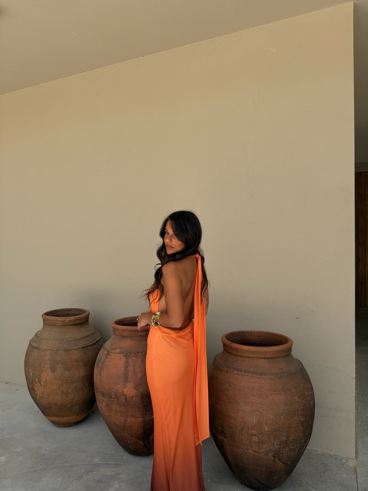 Vestido Joanna laranja e preto