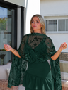 Lenço com detalhes em strass verde-garrafa