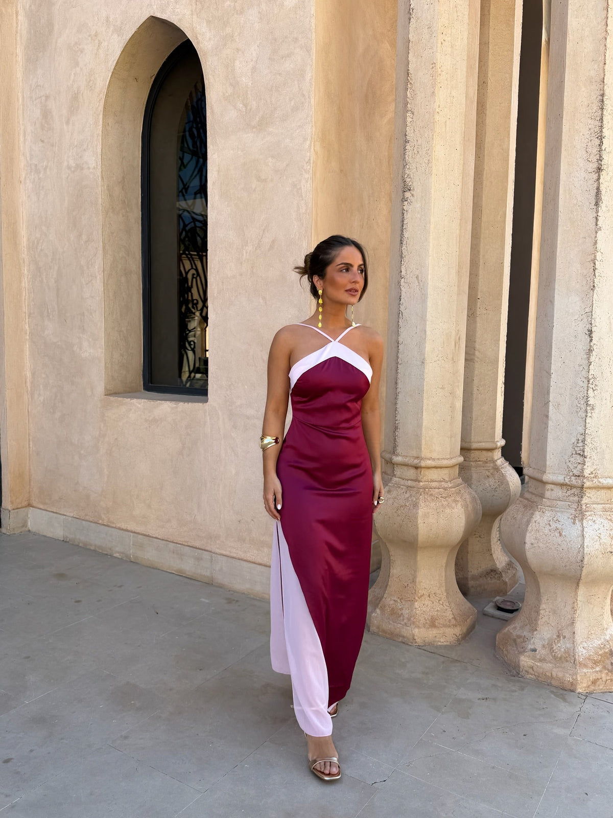 Vestido Macarena bordô