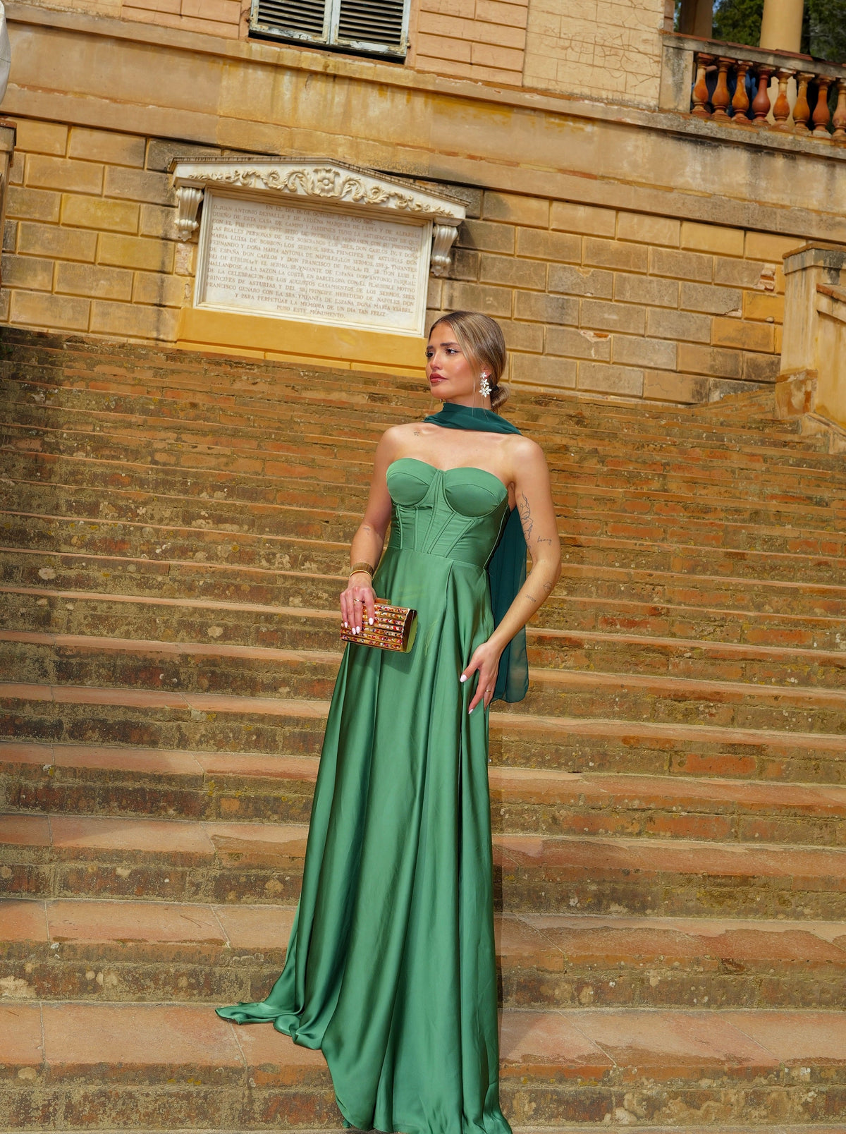 Xaile-capa em gaze verde-garrafa