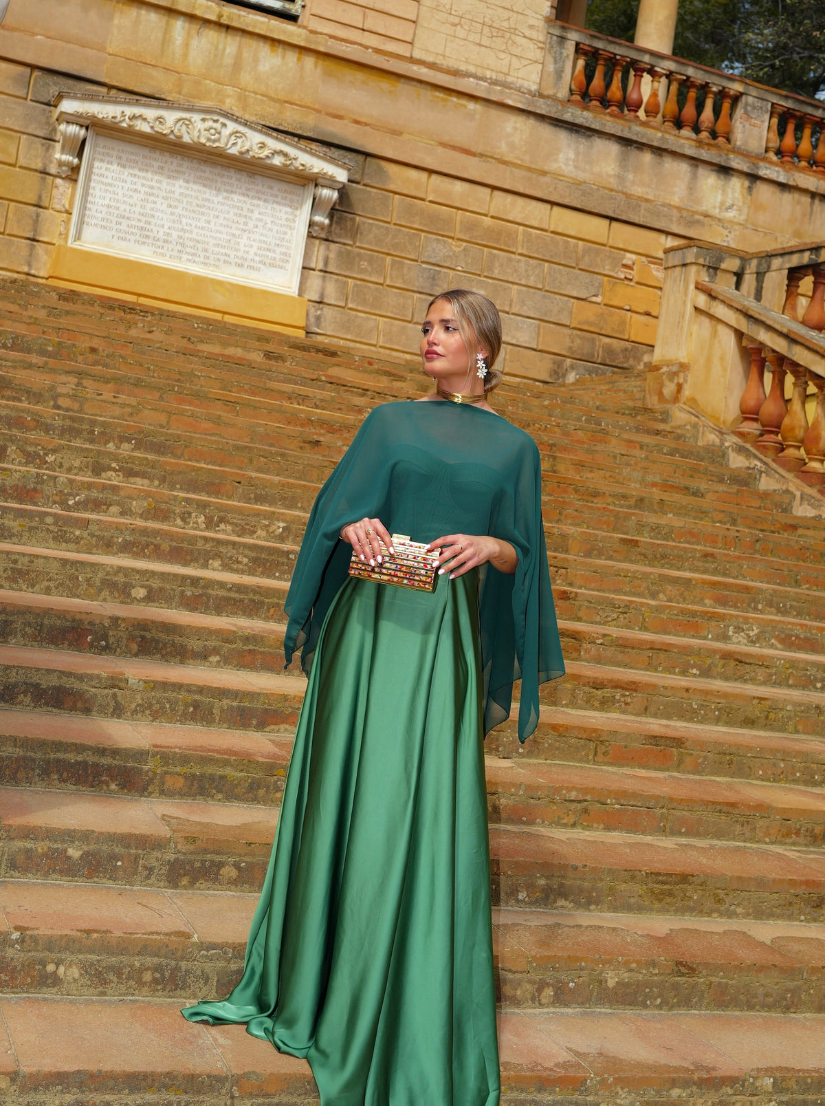 Xaile-capa em gaze verde-garrafa