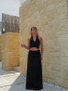 Conjunto de saia com decote halter preto