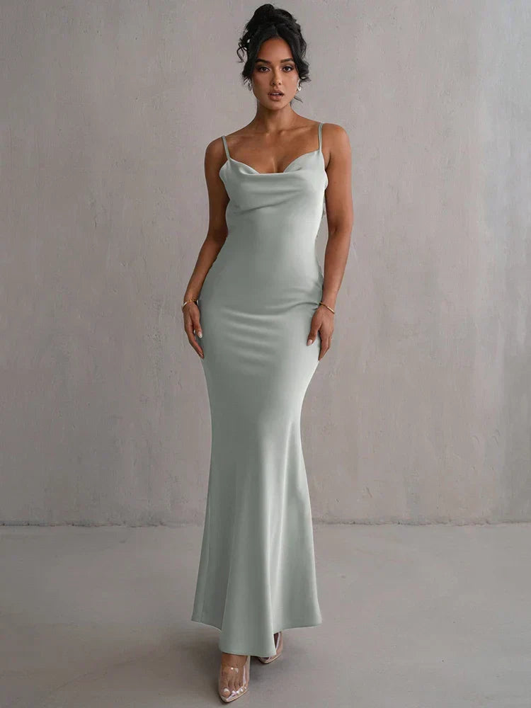 Vestido comprido Maia floral com costas abertas