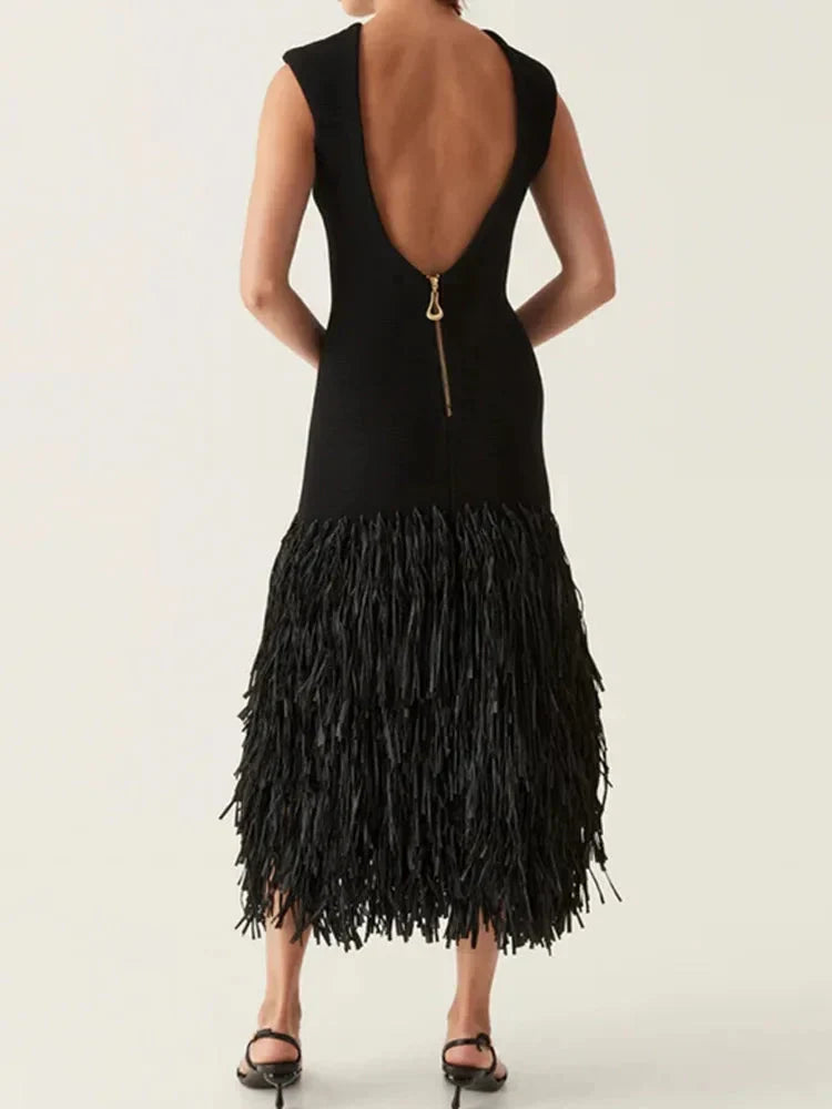 Vestido comprido Ana com franjas