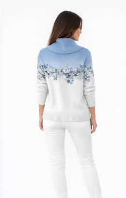 Camisola floral com gola drapeada