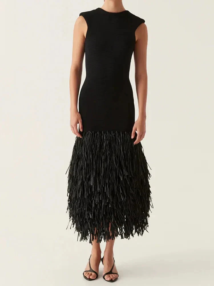 Vestido comprido Ana com franjas