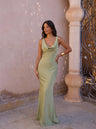 Vestido comprido Célestine verde-oliva