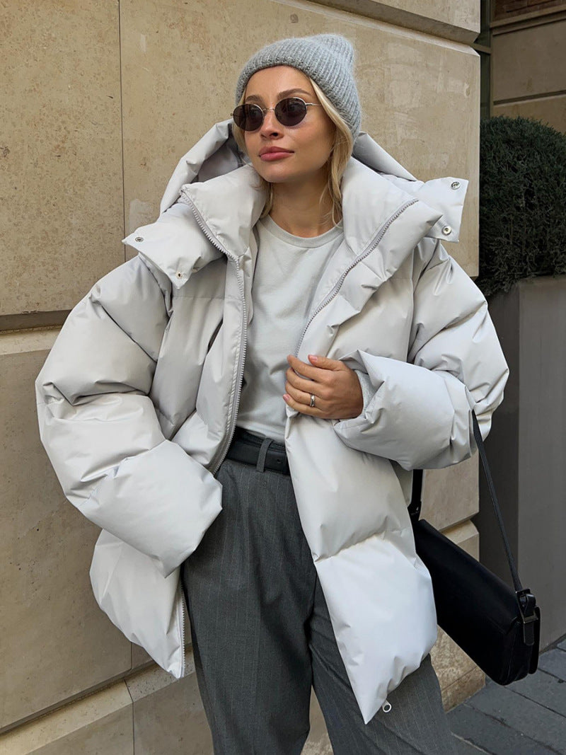 Casaco acolchoado oversize cinzento