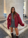 Jaqueta oversize com pespontos contrastantes