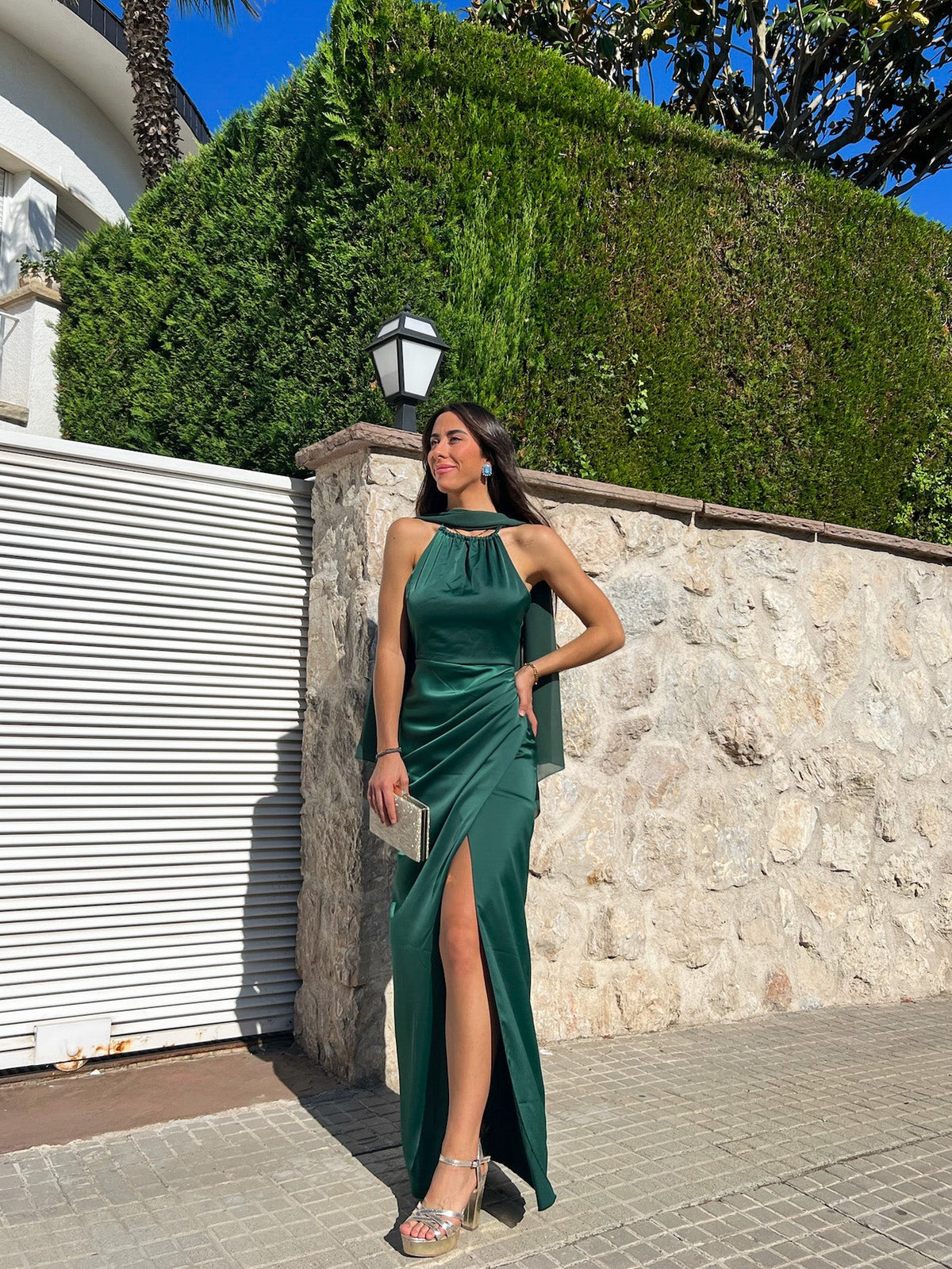 Xaile-capa em gaze verde-garrafa
