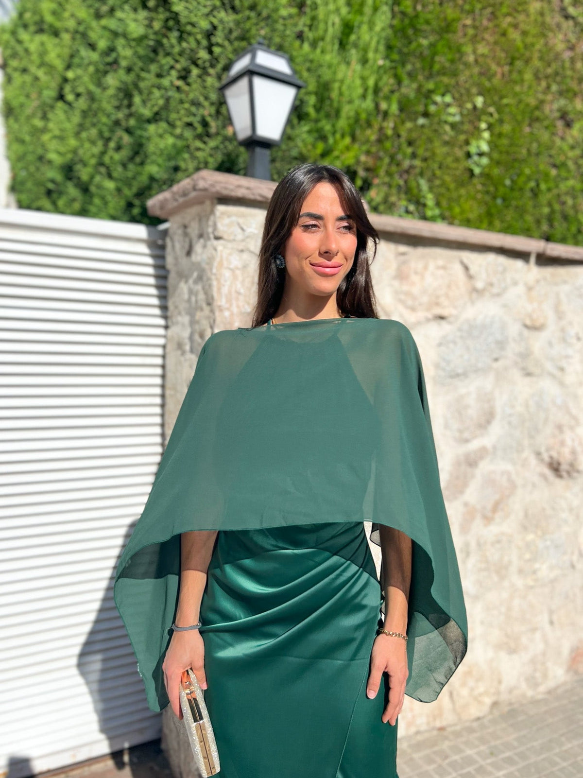 Xaile-capa em gaze verde-garrafa