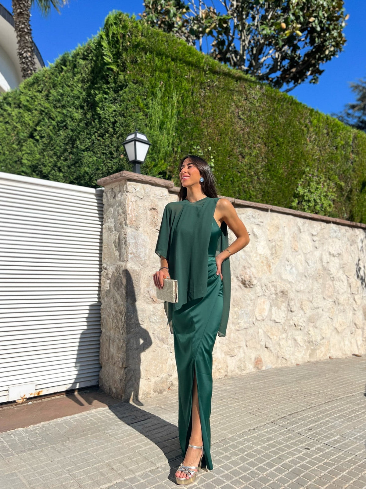 Xaile-capa em gaze verde-garrafa