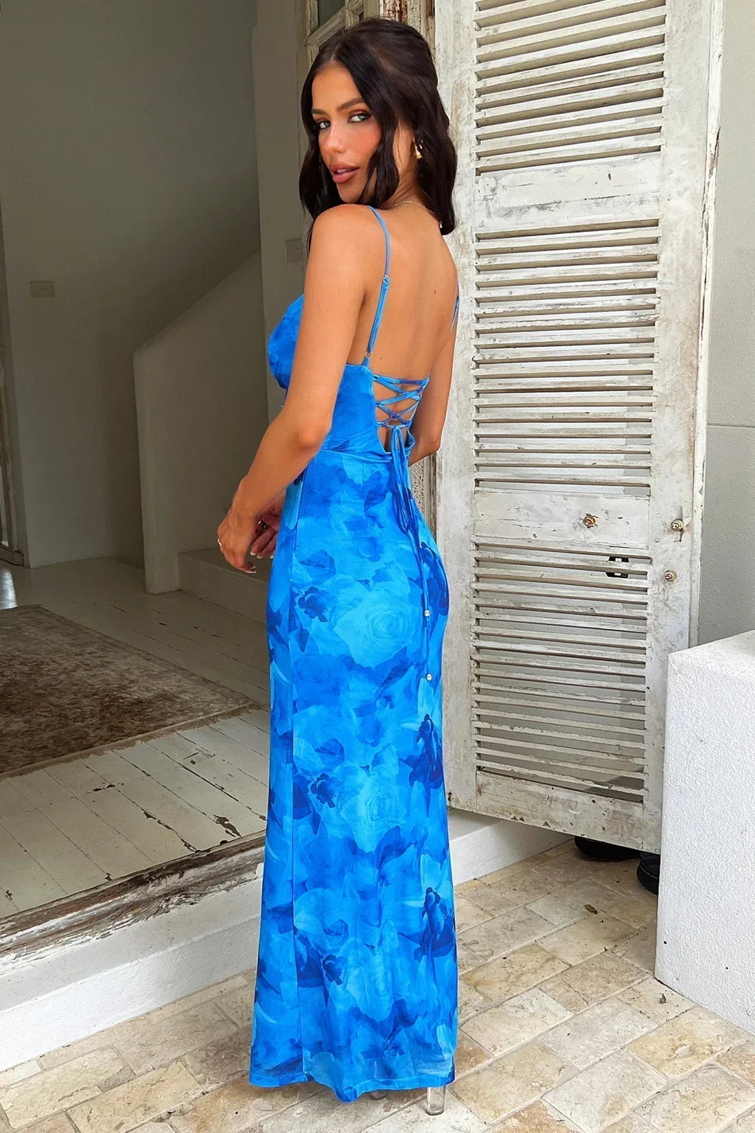 Vestido comprido Leah estampado
